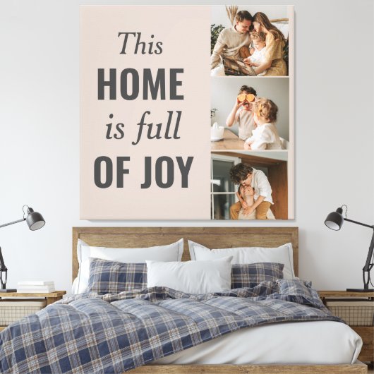 Moderne paarse foto- en familiefoto canvas afdruk (Insitu (Slaapkamer))