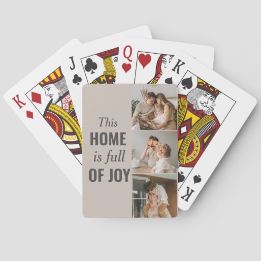 Moderne paarse foto- en familiefoto pokerkaarten (Achterkant)