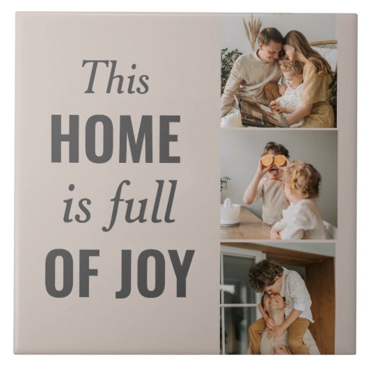 Moderne paarse foto- en familiefoto tegeltje (Voorkant)