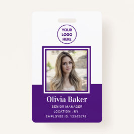 Moderne Paarse foto-ID Business Logo Employee Badge