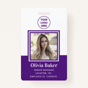 Moderne Paarse foto-ID Business Logo Employee Badge