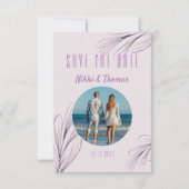 Moderne Paarse foto-scriptlegant Opslaan datum (Voorkant)