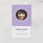 Moderne Paarse foto Sociale media Visitekaartje (Voorkant)
