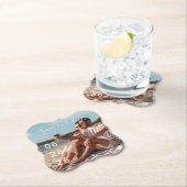 Moderne paarse foto Uniek sparen de Datum Kartonnen Onderzetters (Insitu)