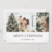 Moderne Paarse foto voor kerst Feestdagenkaart (Voorkant)