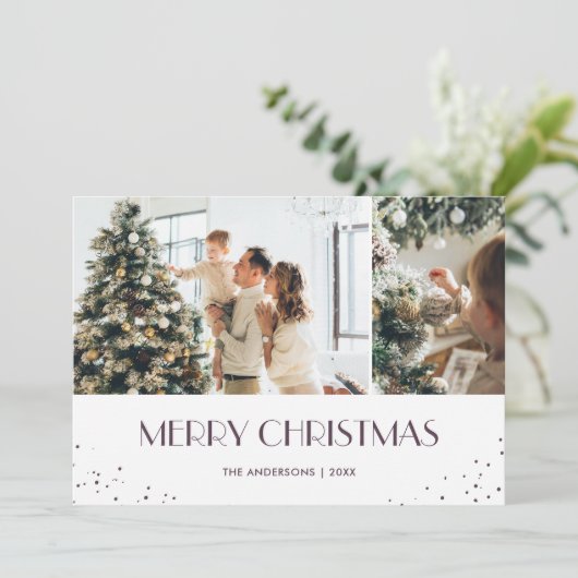Moderne Paarse foto voor kerst Feestdagenkaart (Staand voorkant)
