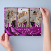 Moderne Paarse fotocollage slaat de Kaart Datum op (Hand)