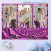 Moderne Paarse fotocollage slaat de Kaart Datum op (Enkel)