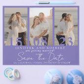 Moderne Paarse fotocollage slaat de Kaart Datum op (Enkel)