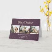 Moderne Paarse fotocollage voor kerst Kaart (Gele Bloem)