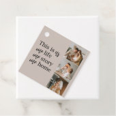 Moderne paarse foto's en familiekwart loffelijk bedankjes labels (In situ)