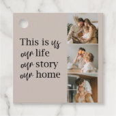 Moderne paarse foto's en familiekwart loffelijk bedankjes labels (Voorkant)