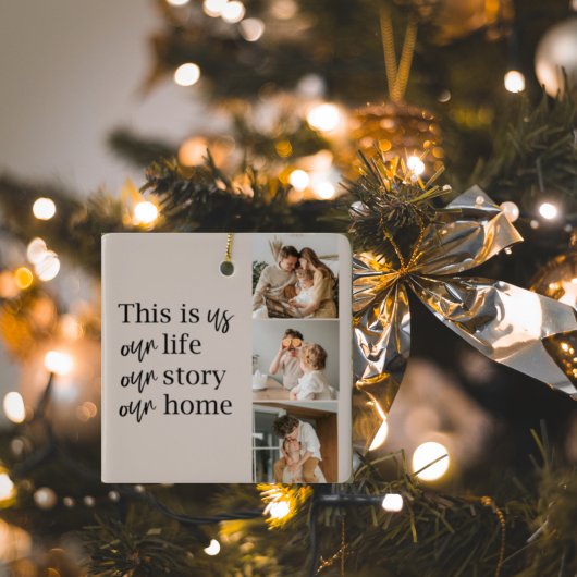 Moderne paarse foto's en familiekwart loffelijk keramisch ornament