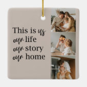 Moderne paarse foto's en familiekwart loffelijk keramisch ornament (Achterkant)