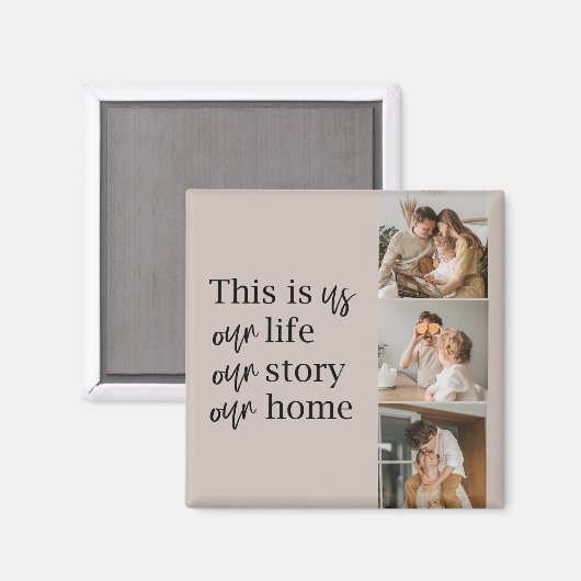 Moderne paarse foto's en familiekwart loffelijk magneet (Voorkant / Achterkant)