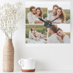 Moderne paarse foto's en familiekwart loffelijk vierkante klok<br><div class="desc">Moderne persoonlijke foto's van Collage</div>