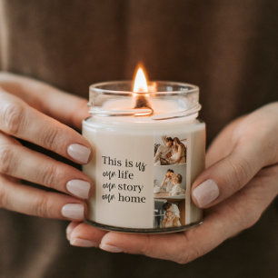 Moderne paarse foto's en familiekwart loffelijk vierkante sticker