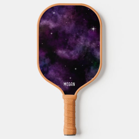 Moderne Paarse Galaxy Nebula Aangepaste naam Pickleball Paddle (Voorkant)