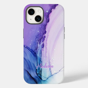 Moderne Paarse Geabstraheerde Gepersonaliseerde iPhone 14 Hoesje