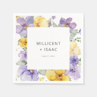 Moderne Paarse & Gele Violets Bloemen Huwelijk