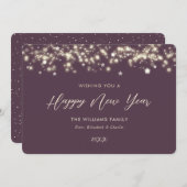 Moderne Paarse Gelukkig Nieuwjaar Kaart (Voorkant / Achterkant)