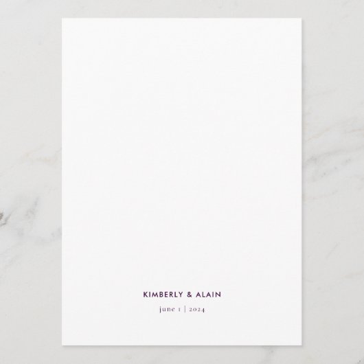 Moderne Paarse geometrische grafische bruiloft Menu (Achterkant)