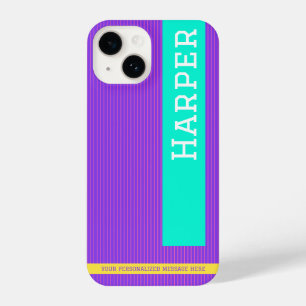 Moderne Paarse gepersonaliseerde naam iPhone-hoes iPhone 14 Hoesje
