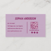 Moderne Paarse geruit met QR-code Visitekaartje (Achterkant)