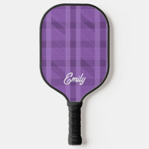 Moderne Paarse Geruite Naam Pickleball Paddle