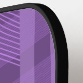 Moderne Paarse Geruite Naam Pickleball Paddle (Links Detail)