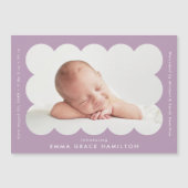 Moderne Paarse geschulpte foto geboorte aankondigi (Voorkant)