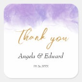 Moderne Paarse gewelddadige bruiloft Vierkante Sticker (Voorkant)