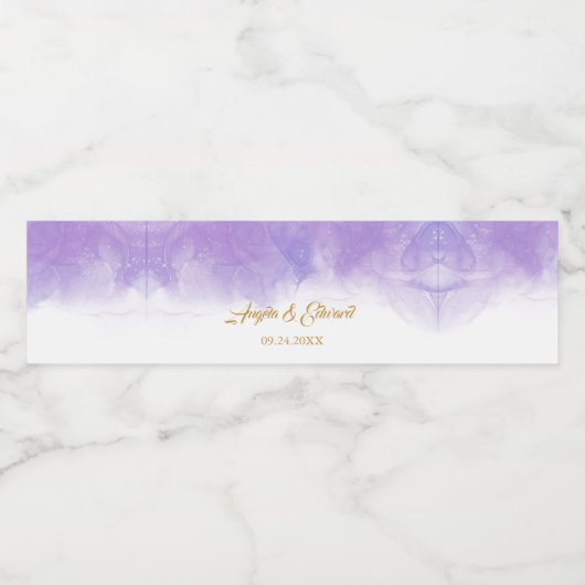 Moderne Paarse gewelddadige bruiloft Waterfles Etiket (Enkel label)