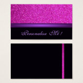 Moderne Paarse Girly Glitter Elegant Roze Bruiloft Visitekaartje (Voorkant /achterkant)