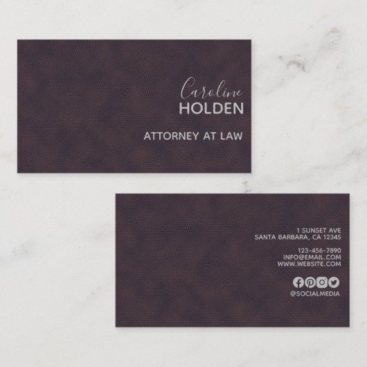 Moderne Paarse gladde lederen textuur Visitekaartje (Voorkant / Achterkant)