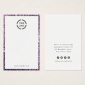 Moderne paarse glitter aangepaste logo oorscherm visitekaartje (Voorkant /achterkant)