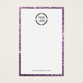 Moderne paarse glitter aangepaste logo oorscherm visitekaartje