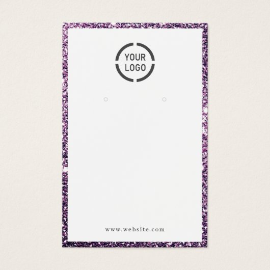 Moderne paarse glitter aangepaste logo oorscherm visitekaartje (Voorkant)