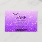 Moderne Paarse Glitter Candle Care Visitekaartje (Achterkant)