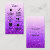 Moderne Paarse Glitter Candle Care Visitekaartje (Voorkant / Achterkant)