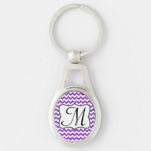 Moderne Paarse Glitter Chevron Zig Zag Sleutelhang Sleutelhanger