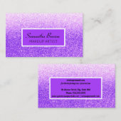 Moderne Paarse glitter chic ombre make-up Artist Visitekaartje (Voorkant / Achterkant)