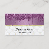 Moderne Paarse glitter drijft luxe schoonheidssalo Visitekaartje (Voorkant)