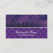 Moderne Paarse glitter drijft luxe schoonheidssalo Visitekaartje (Voorkant)