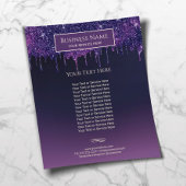 Moderne Paarse glitter drijft schoonheidssalon en  Flyer