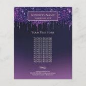 Moderne Paarse glitter drijft schoonheidssalon en Flyer (Voorkant)
