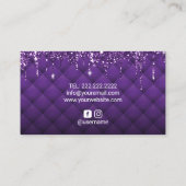 Moderne Paarse glitter drijft schoonheidssalon spa Visitekaartje (Achterkant)