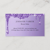 Moderne Paarse Glitter Drop Salon & Spa Loyaliteit Visitekaartje (Achterkant)