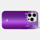 Moderne paarse glitter druppelt op metallic paarse Case-Mate iPhone case (Achterkant (horizontaal))
