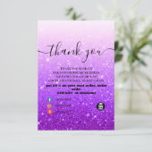 Moderne Paarse glitter - Hartelijk dank Bedankkaart (Staand voorkant)